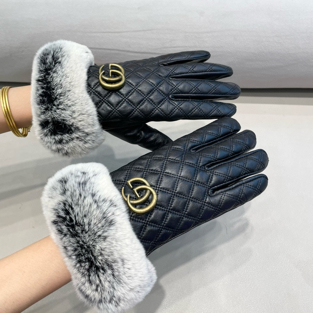 TOUCHSCREEN GLOVES IN BLACK RABBIT FUR AND LAMBSKIN 444433 mysite