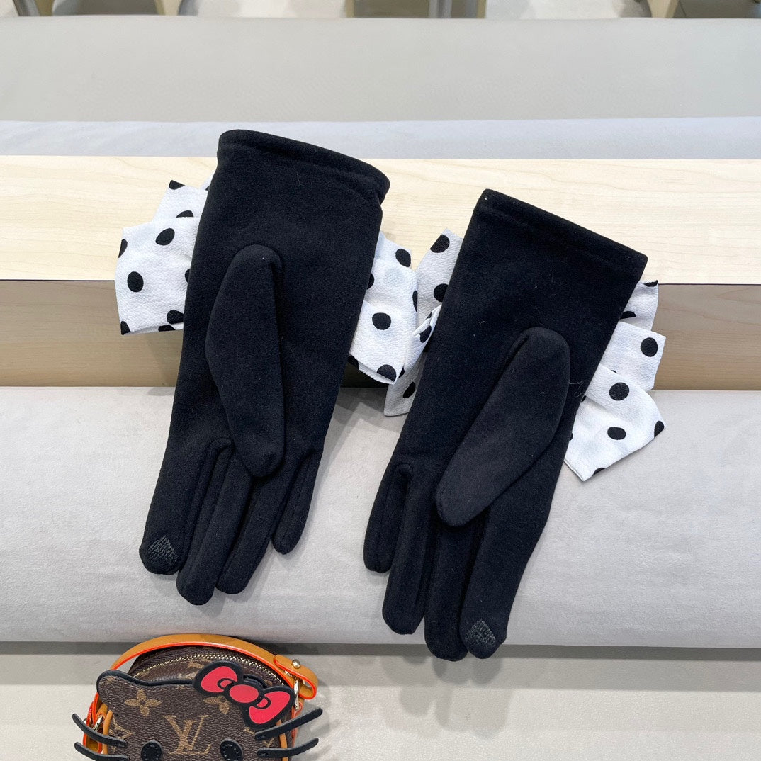 GLOVES IN BLACK MIX WHITE WOOL 454572 mysite