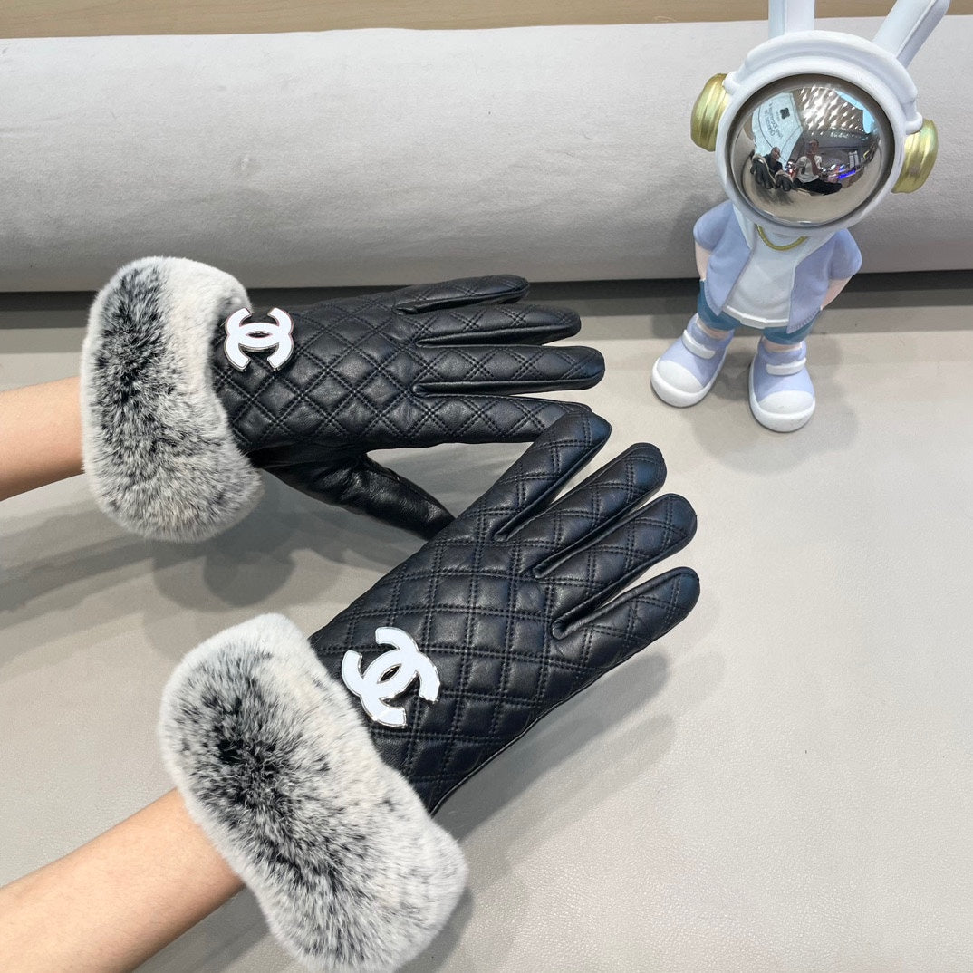 GLOVES IN BLACK LAMBSKIN WITH RABBIT FUR 463793 mysite