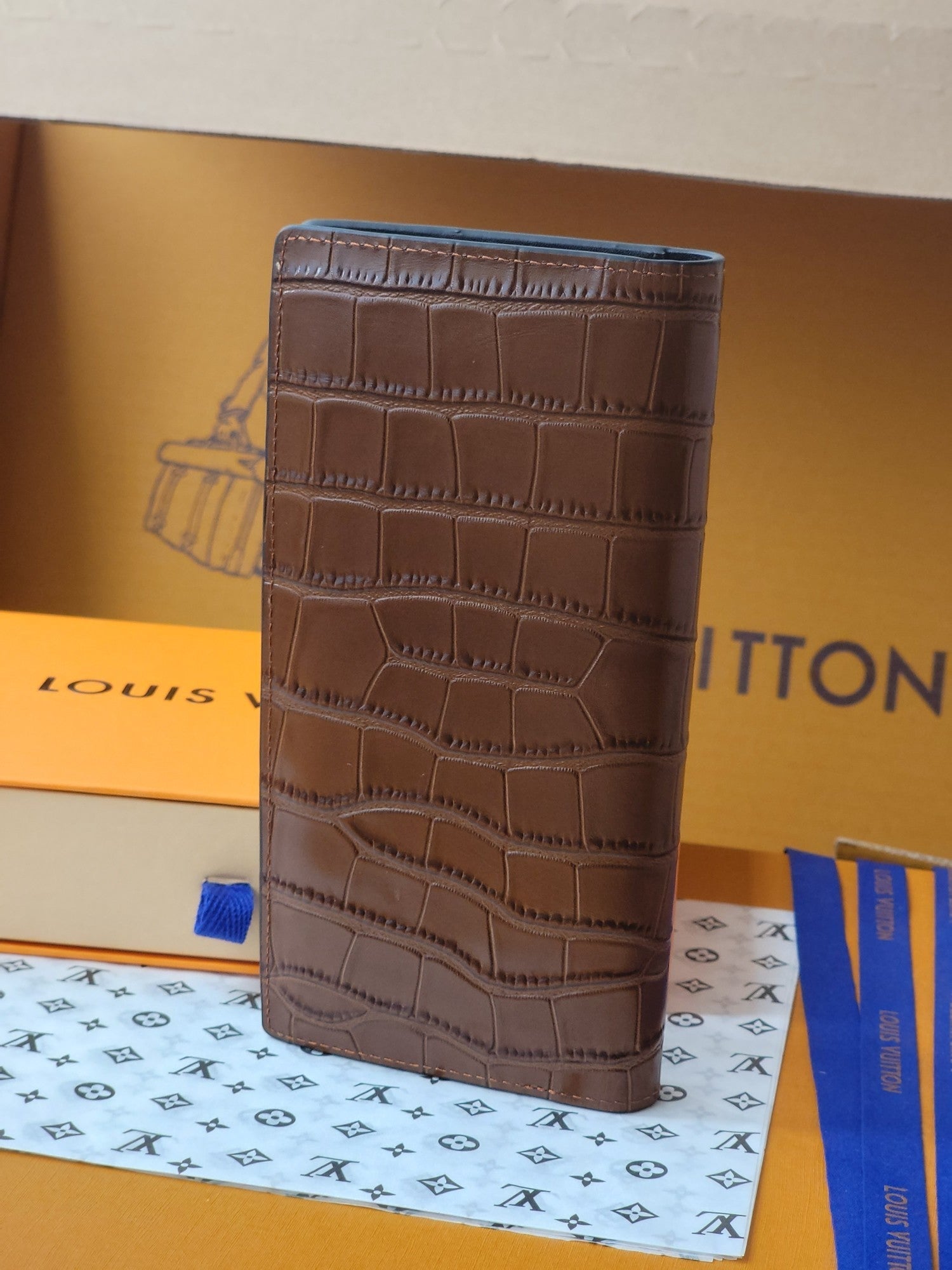 LV M81830 Brazza Wallet Brown Crocodile Leather mysite