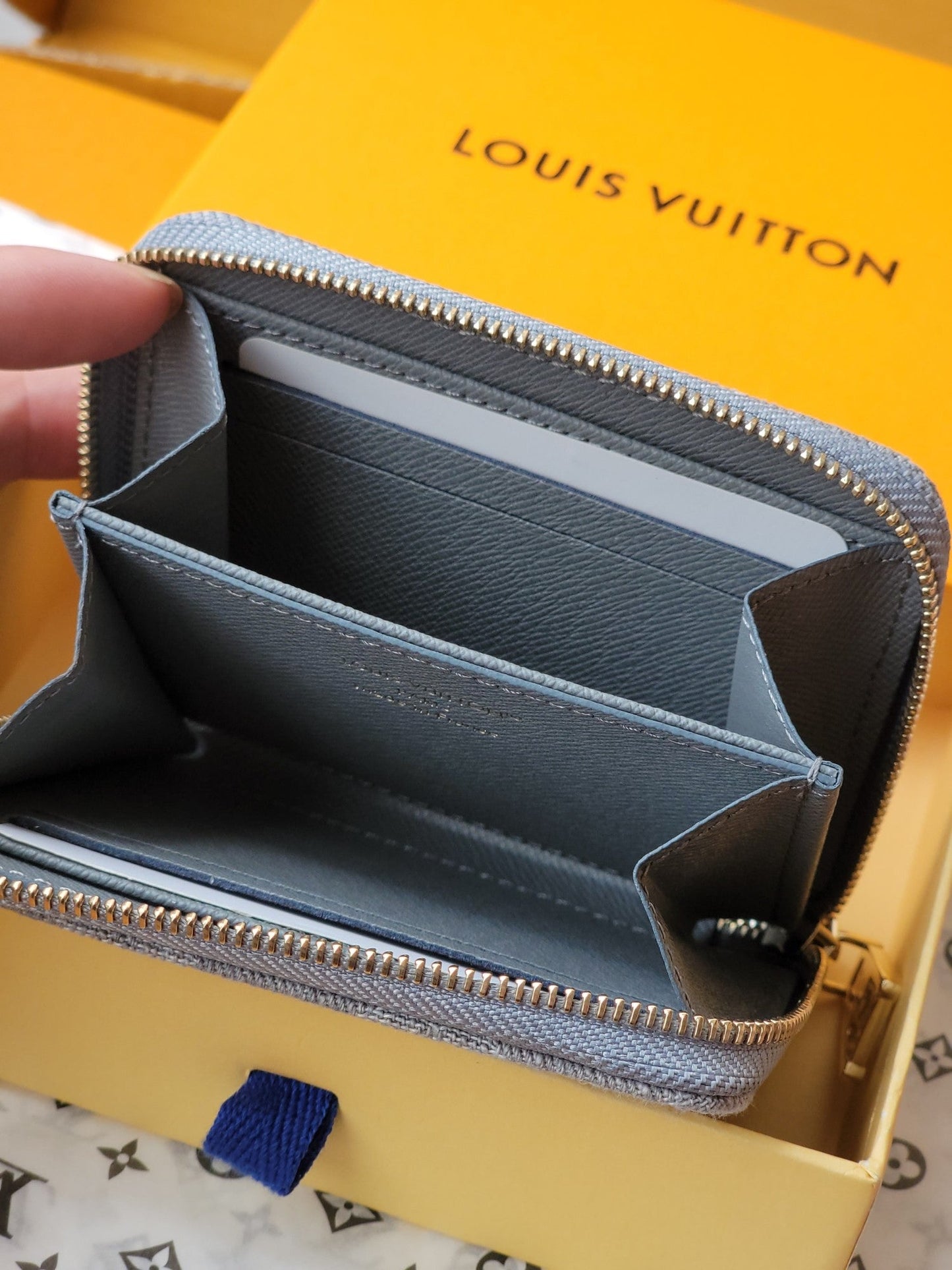 LV Zippy Coin Purse Grey Monogram Denim - Light GHW mysite