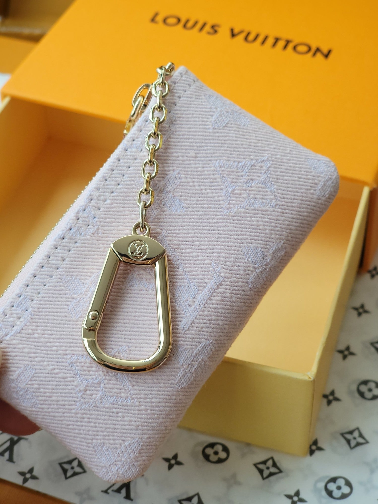 LV Key Pouch Pink Monogram Denim - Light GHW mysite