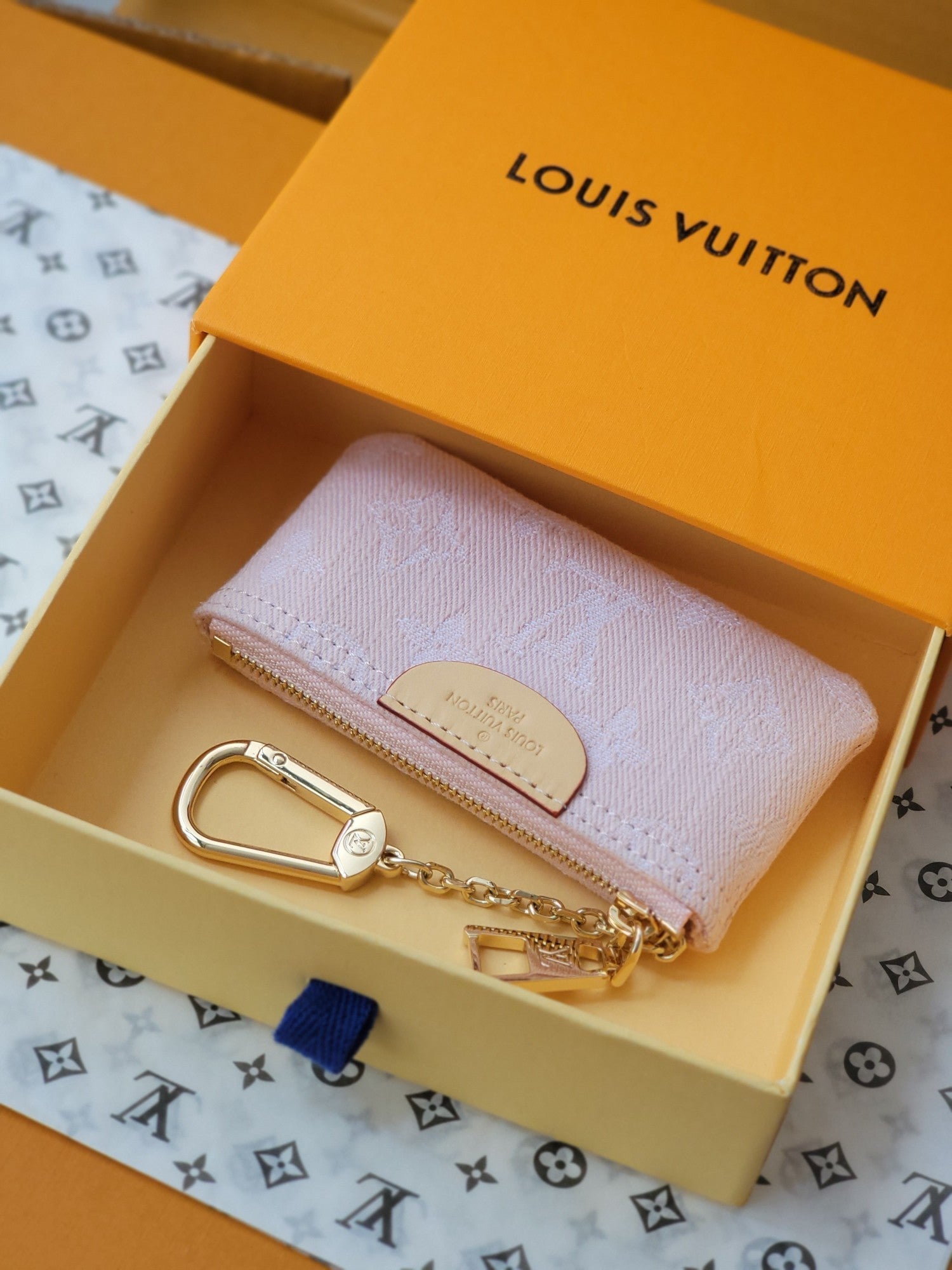 LV Key Pouch Pink Monogram Denim - Light GHW mysite