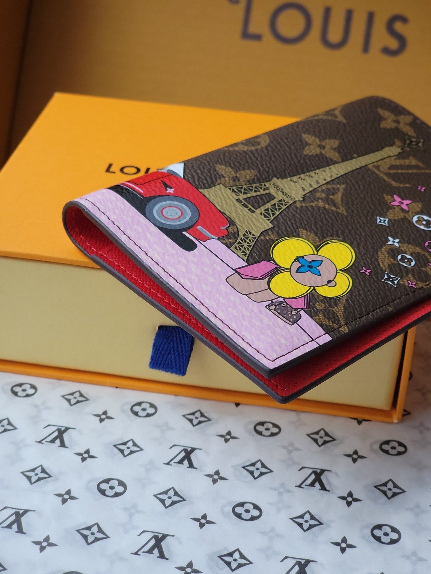 LV Passport Cover Red Monogram Vivienne Paris Lining mysite