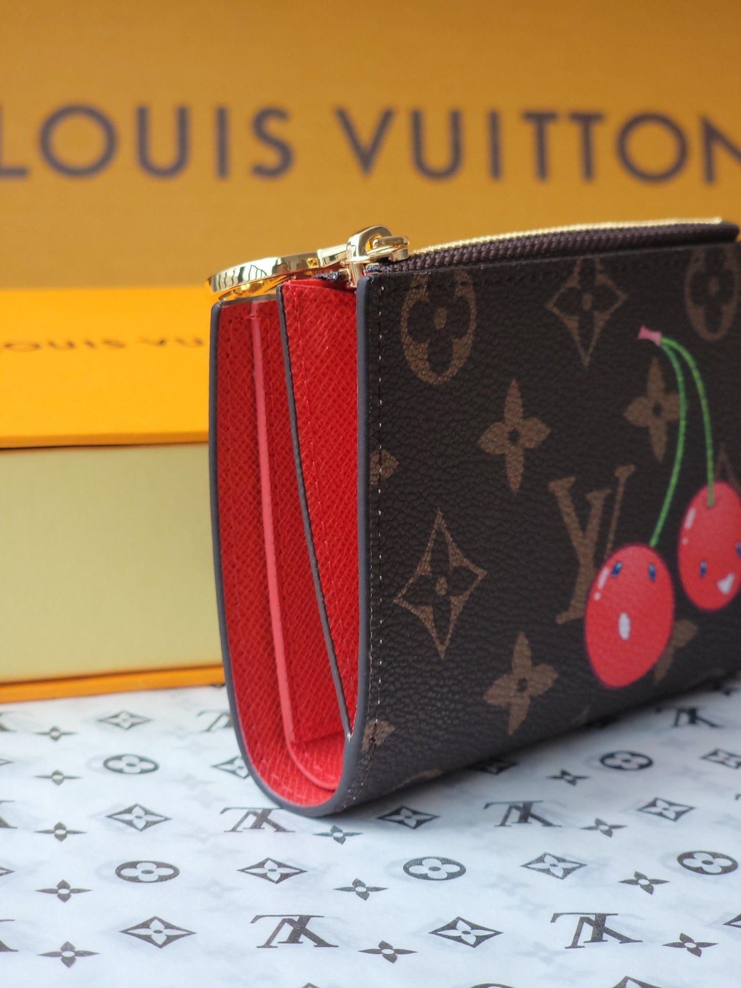 LV x TM Lisa Wallet  Brown Monogram Canvas With Cherry Motif mysite