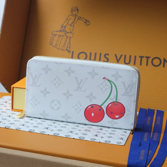 LV x TM Zippy Wallet White Monogram Canvas With Cherry Motif mysite