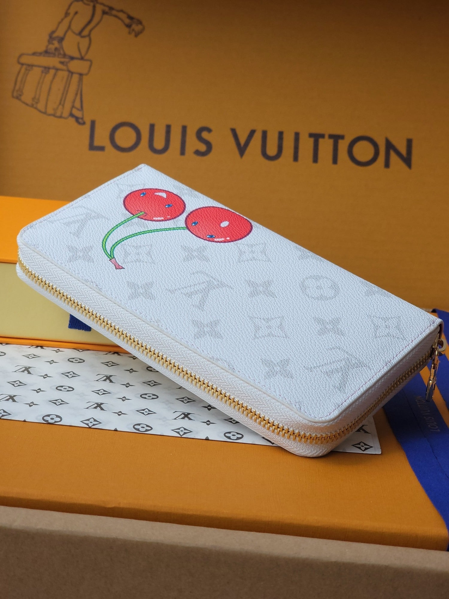 LV x TM Zippy Wallet White Monogram Canvas With Cherry Motif mysite