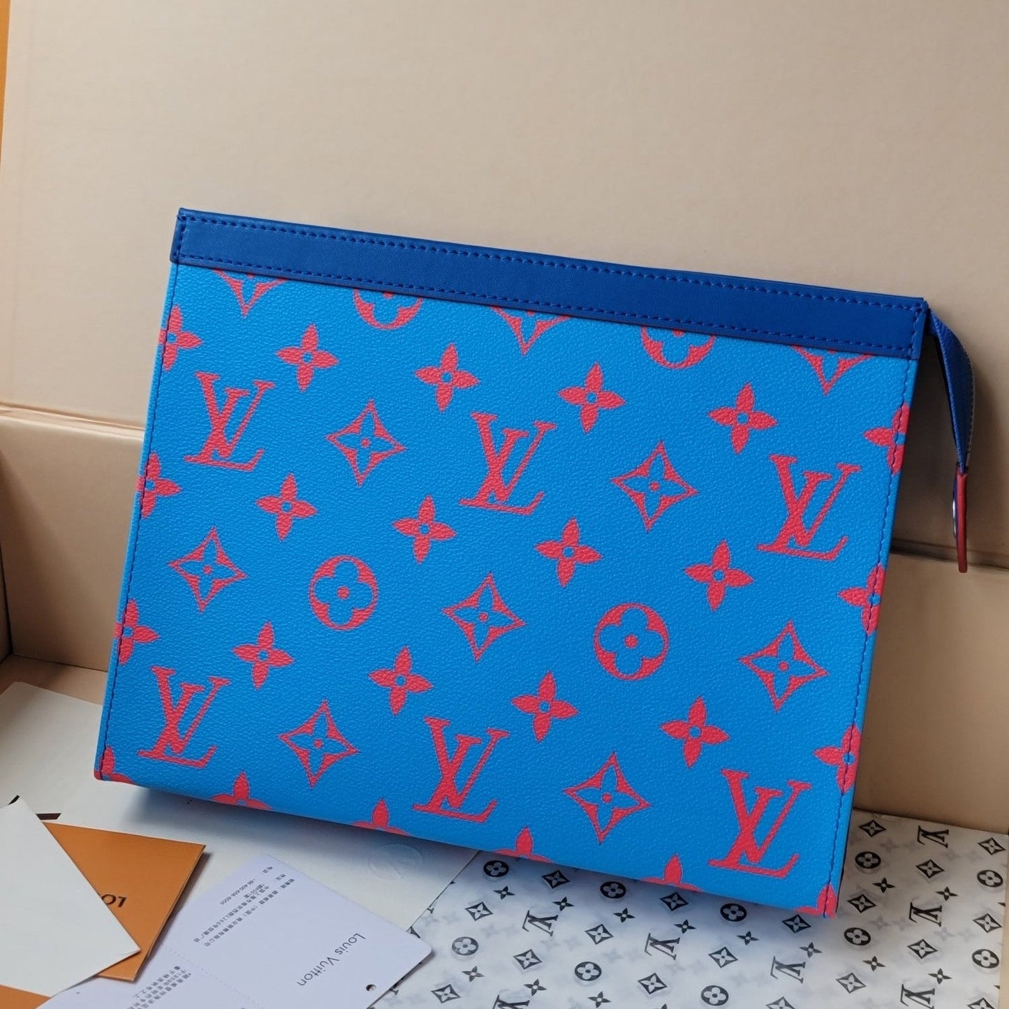 LV M14692 Pochette Voyage Blue Red Monogram Glow Canvas & Cowhide mysite
