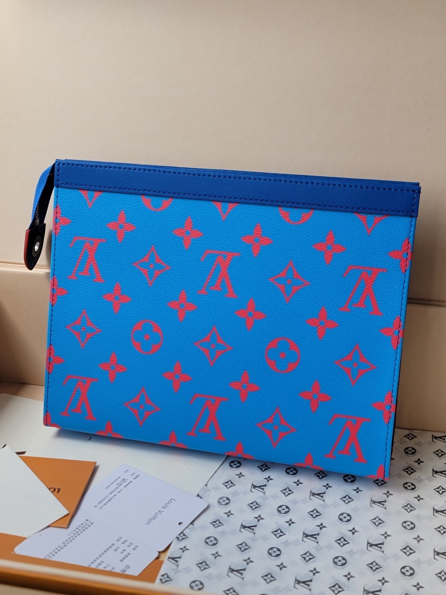 LV M14692 Pochette Voyage Blue Red Monogram Glow Canvas & Cowhide mysite