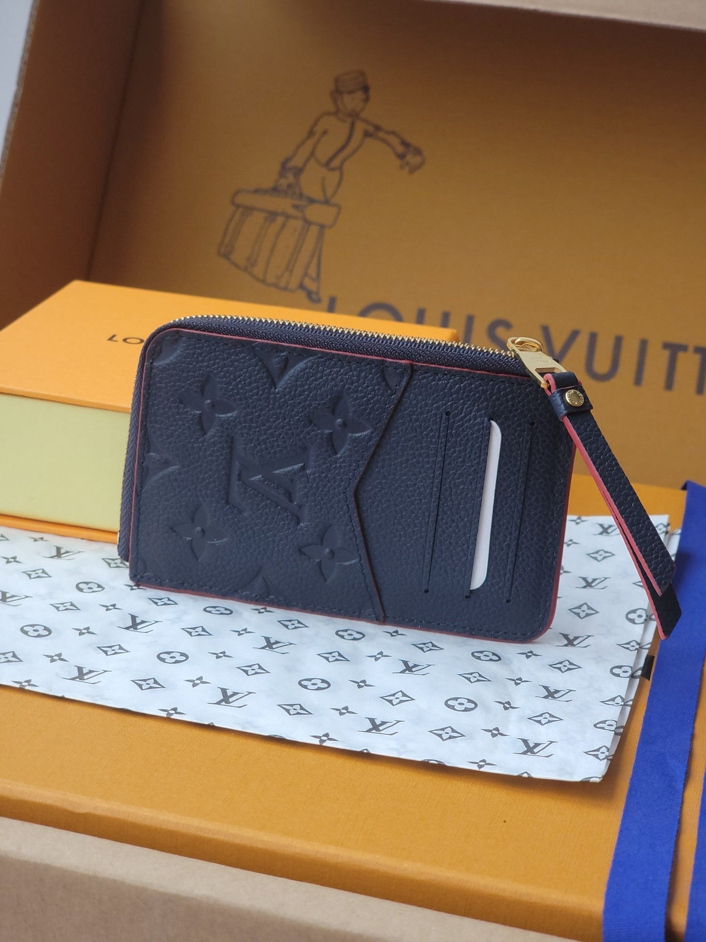 LV Card Holder Recto Verso With Red Border Black Monogram Empreinte Cowhide GHW mysite