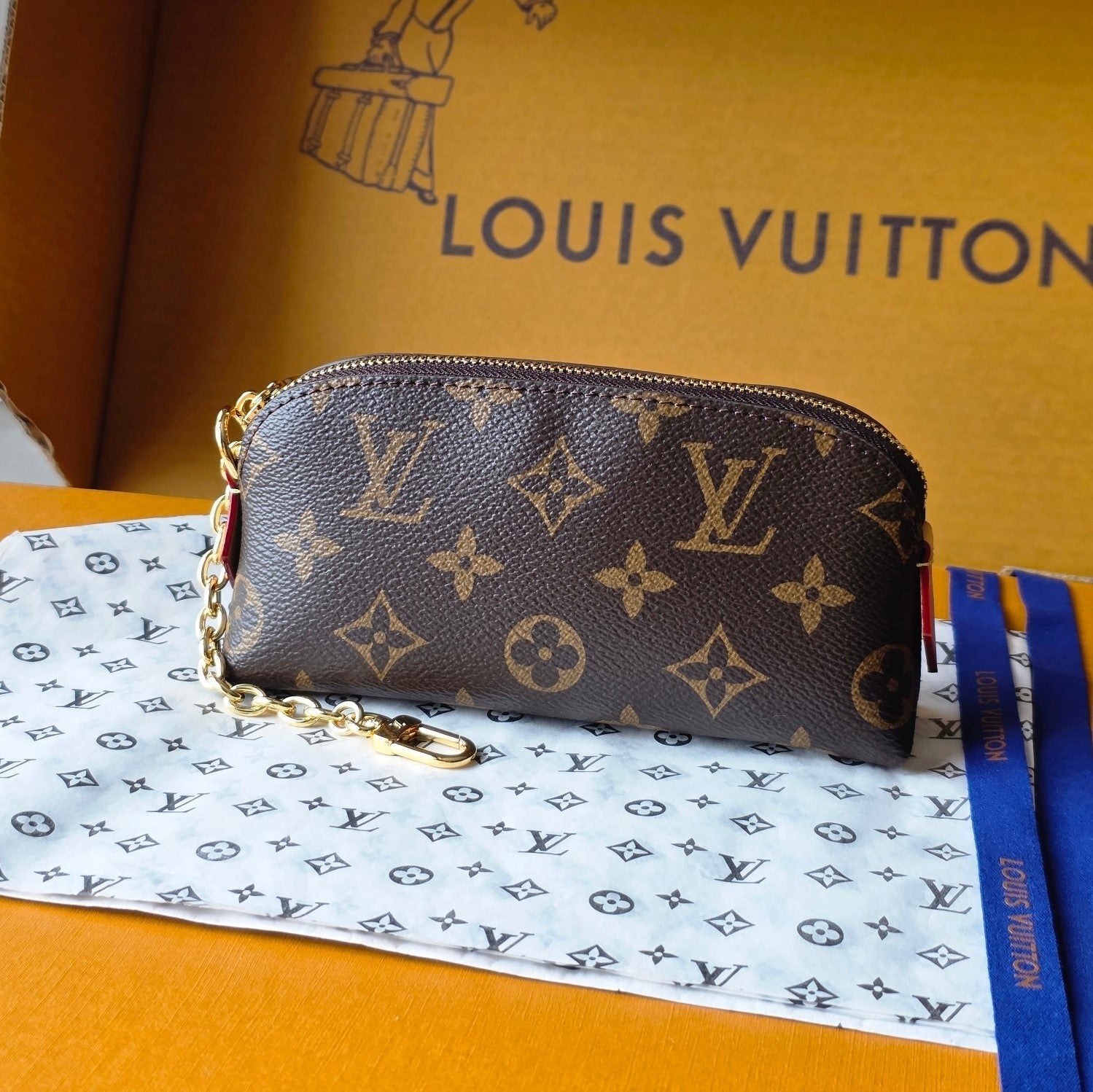 LV M25694 Cosmetic Lipstick Pouch Brown Monogram Canvas & Cowhide GHW mysite