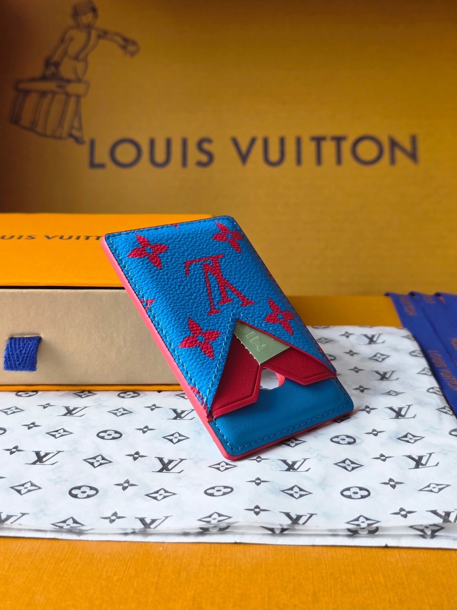 LV M15034 Porte-Cartes Magnet Blue Red Monogram Glow Canvas & Cowhide mysite