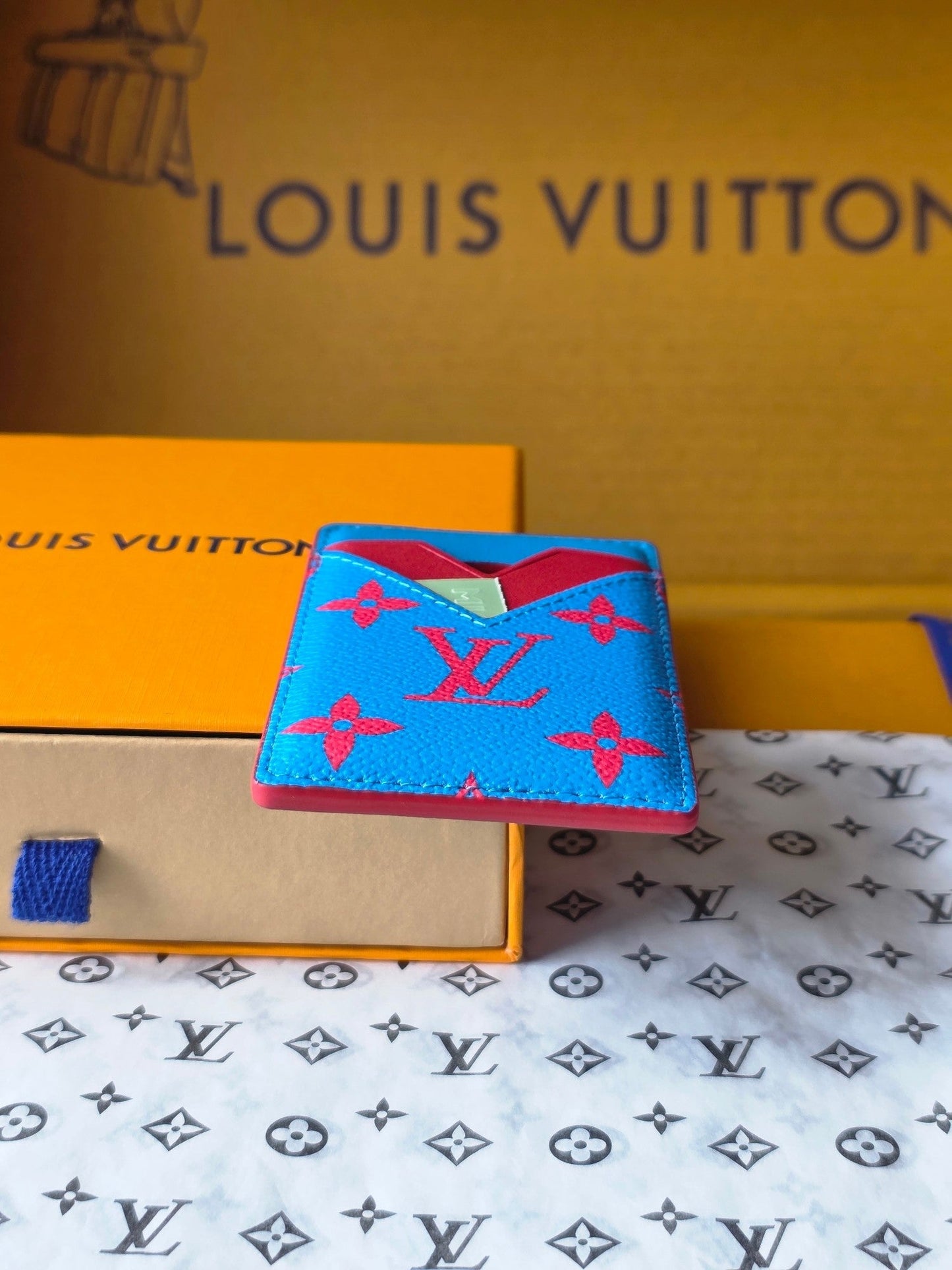 LV M15034 Porte-Cartes Magnet Blue Red Monogram Glow Canvas & Cowhide mysite