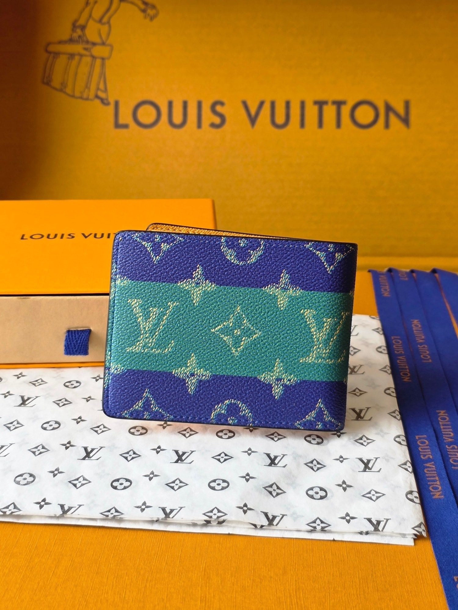 LV M25795 Multiple Wallet Dark Blue Teal Green Cowhide mysite