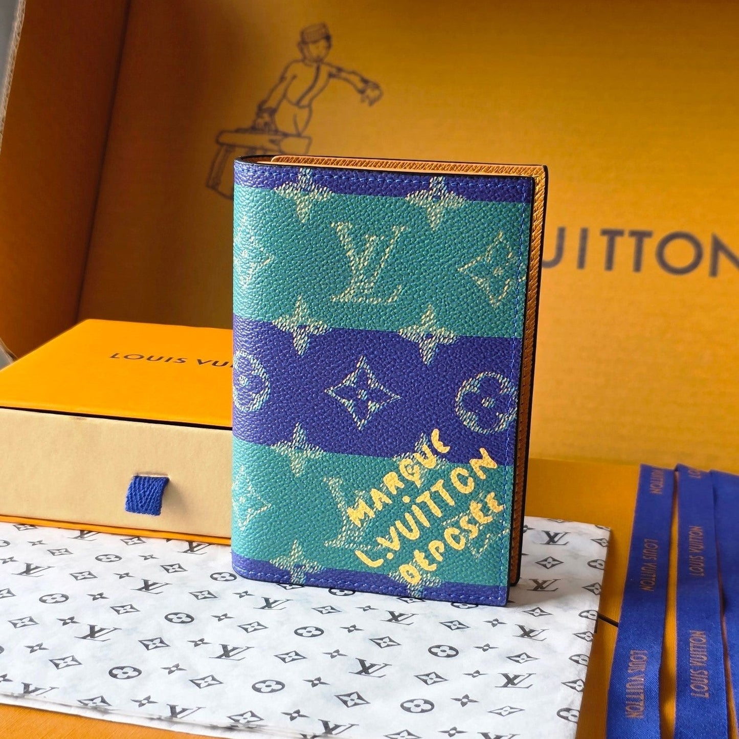 LV M25793 Passport Cover Dark Blue Teal Green Cowhide mysite