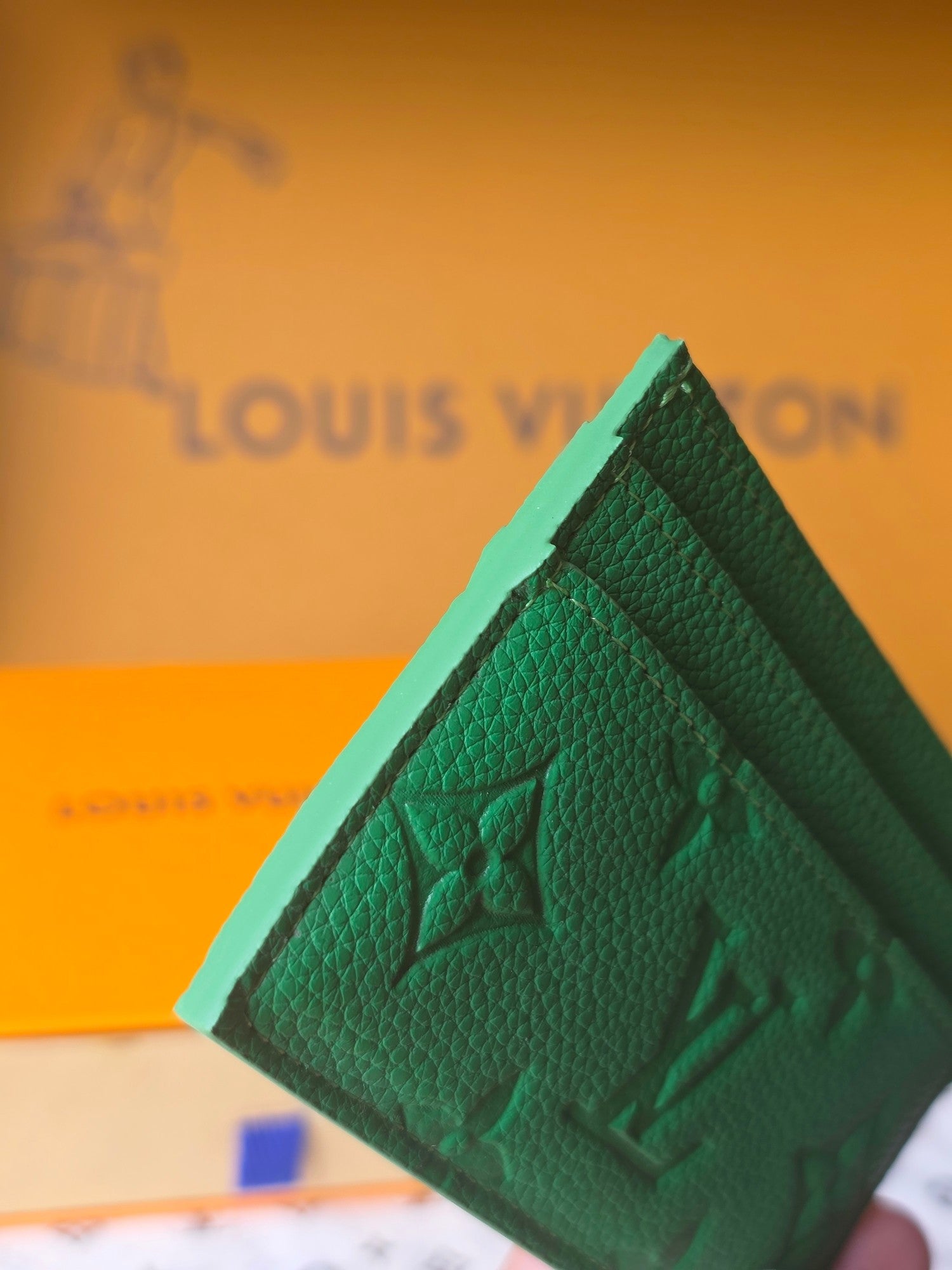 LV M25998 Double Card Holder Bamboo Green Taurillon Monogram leather mysite