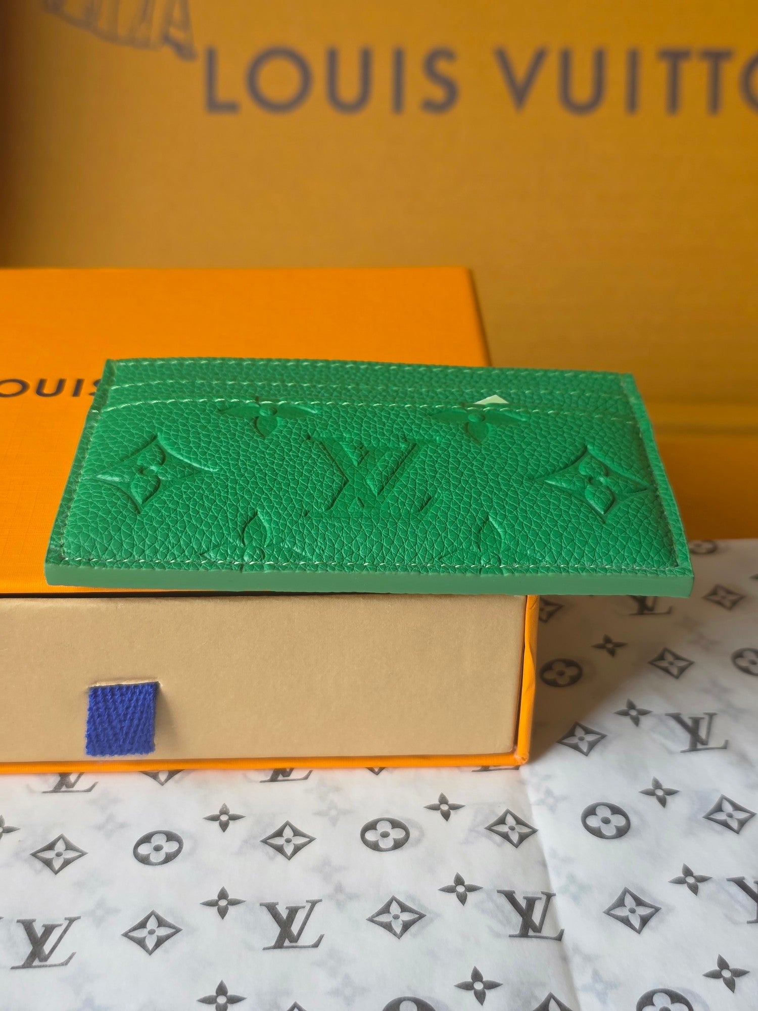 LV M25998 Double Card Holder Bamboo Green Taurillon Monogram leather mysite