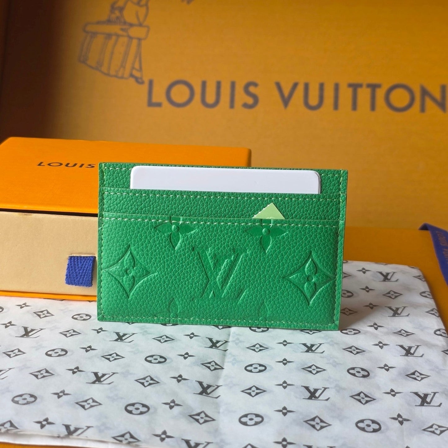 LV M25998 Double Card Holder Bamboo Green Taurillon Monogram leather mysite