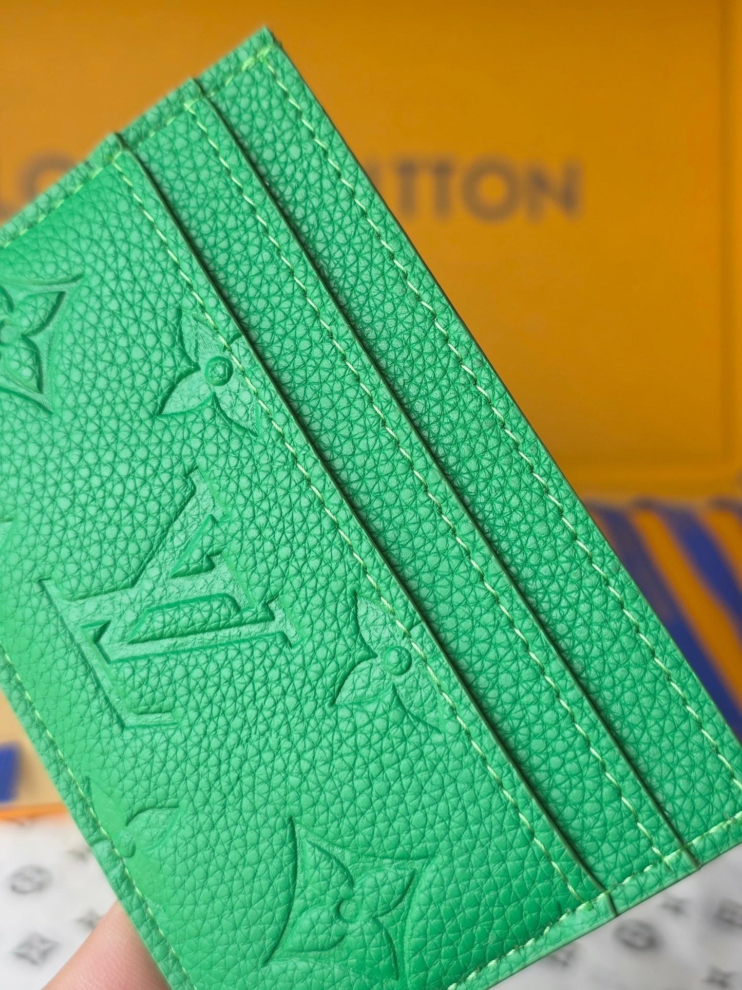 LV M25998 Double Card Holder Bamboo Green Taurillon Monogram leather mysite