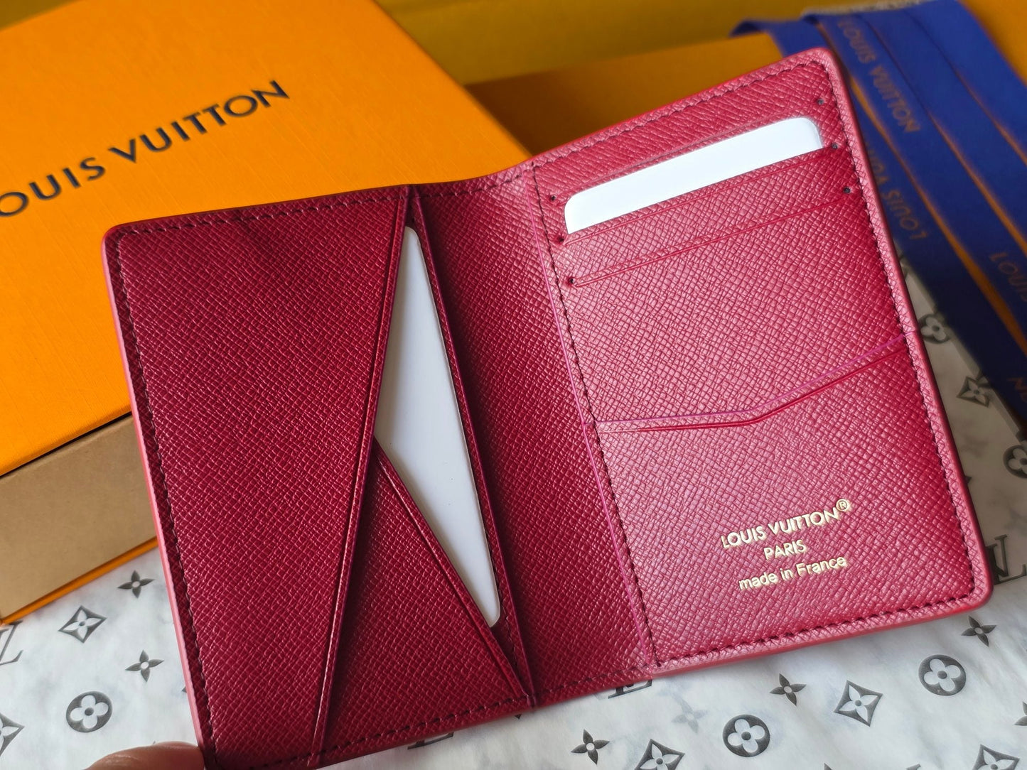 LV Pocket Organizer Red Black Cowhide mysite