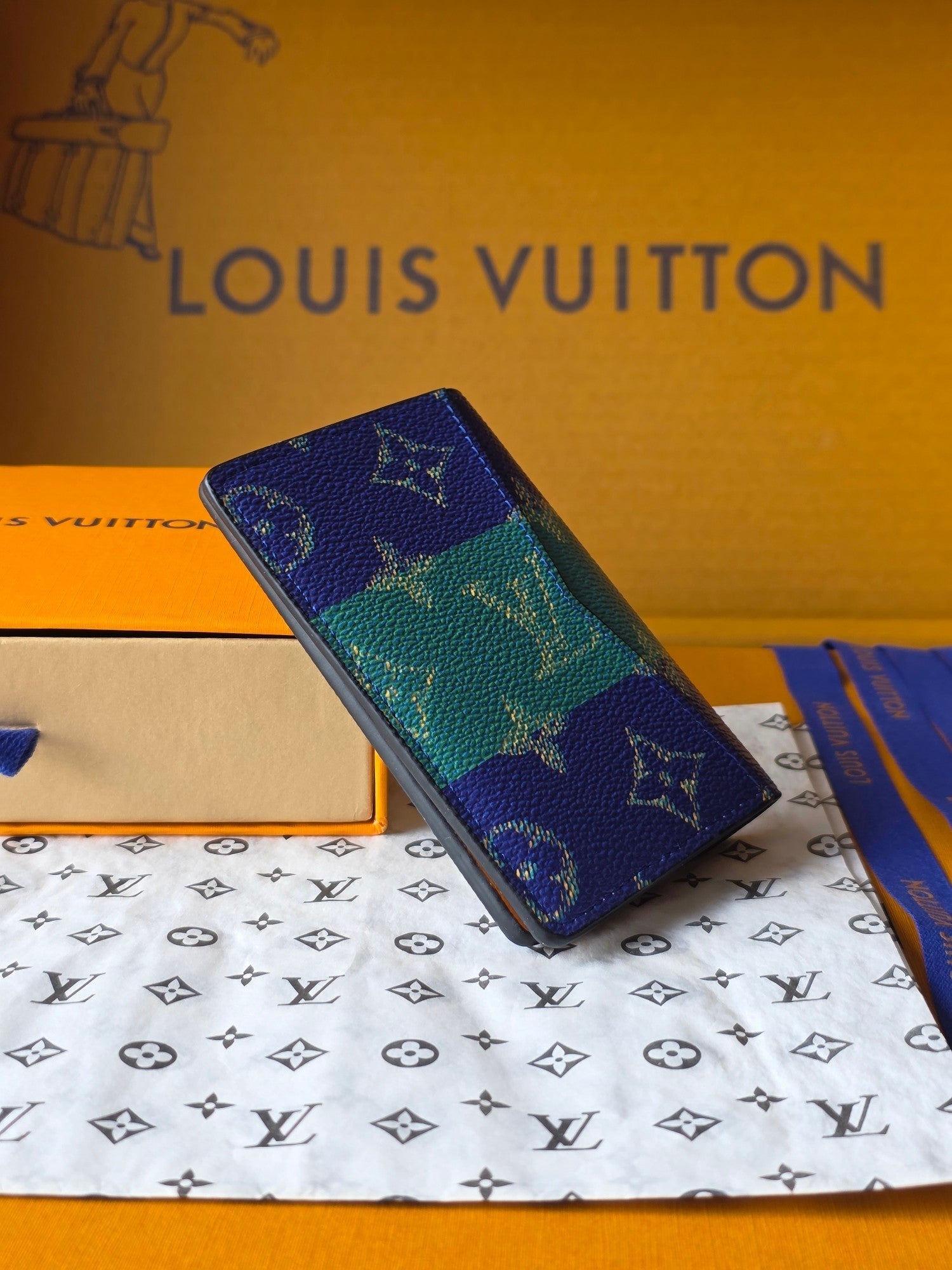 LV Pocket Organizer Dark Blue Teal Green Cowhide mysite