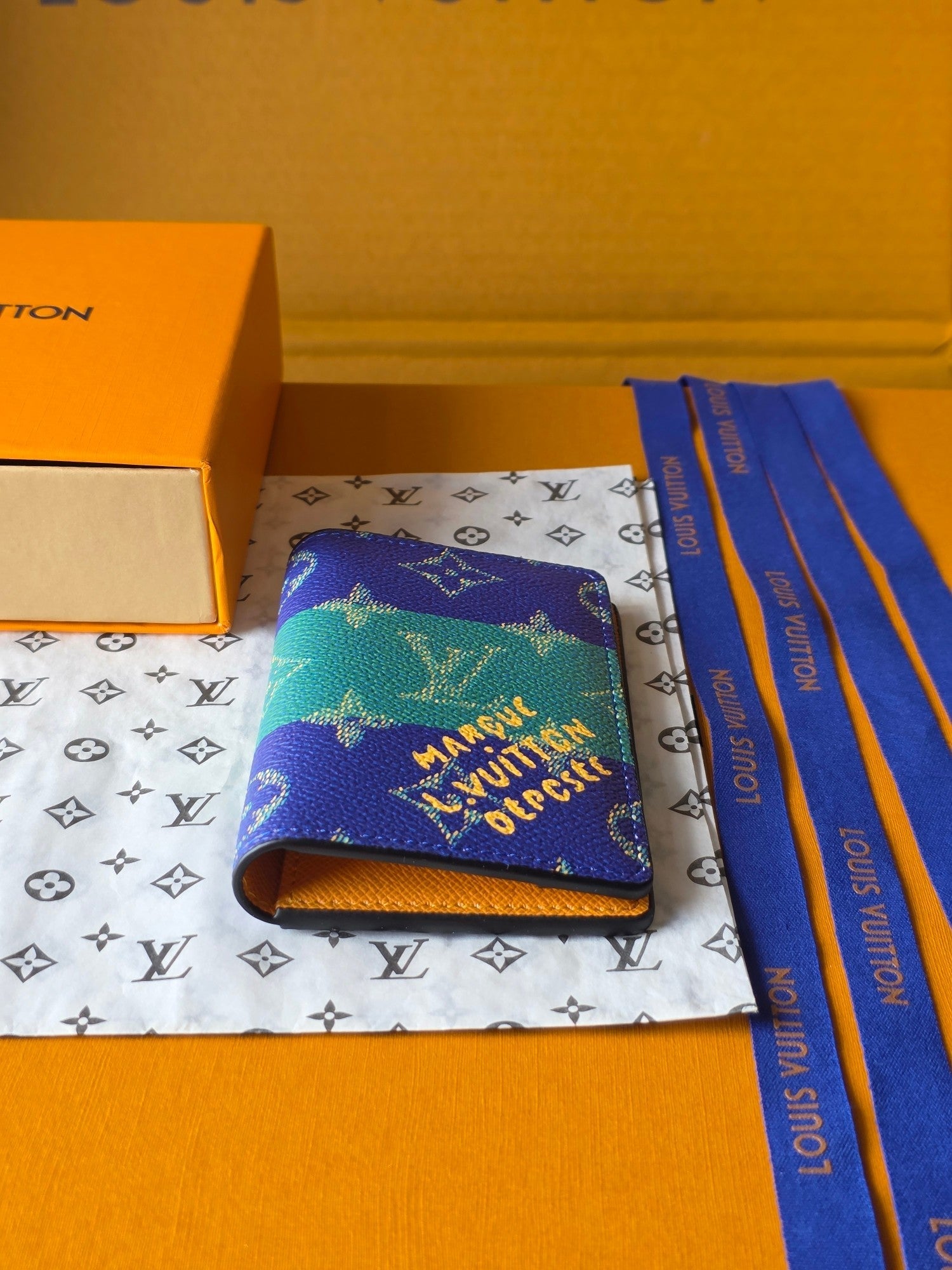 LV Pocket Organizer Dark Blue Teal Green Cowhide mysite