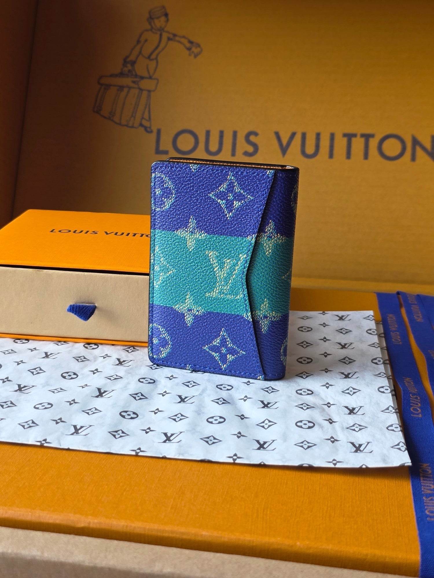 LV Pocket Organizer Dark Blue Teal Green Cowhide mysite