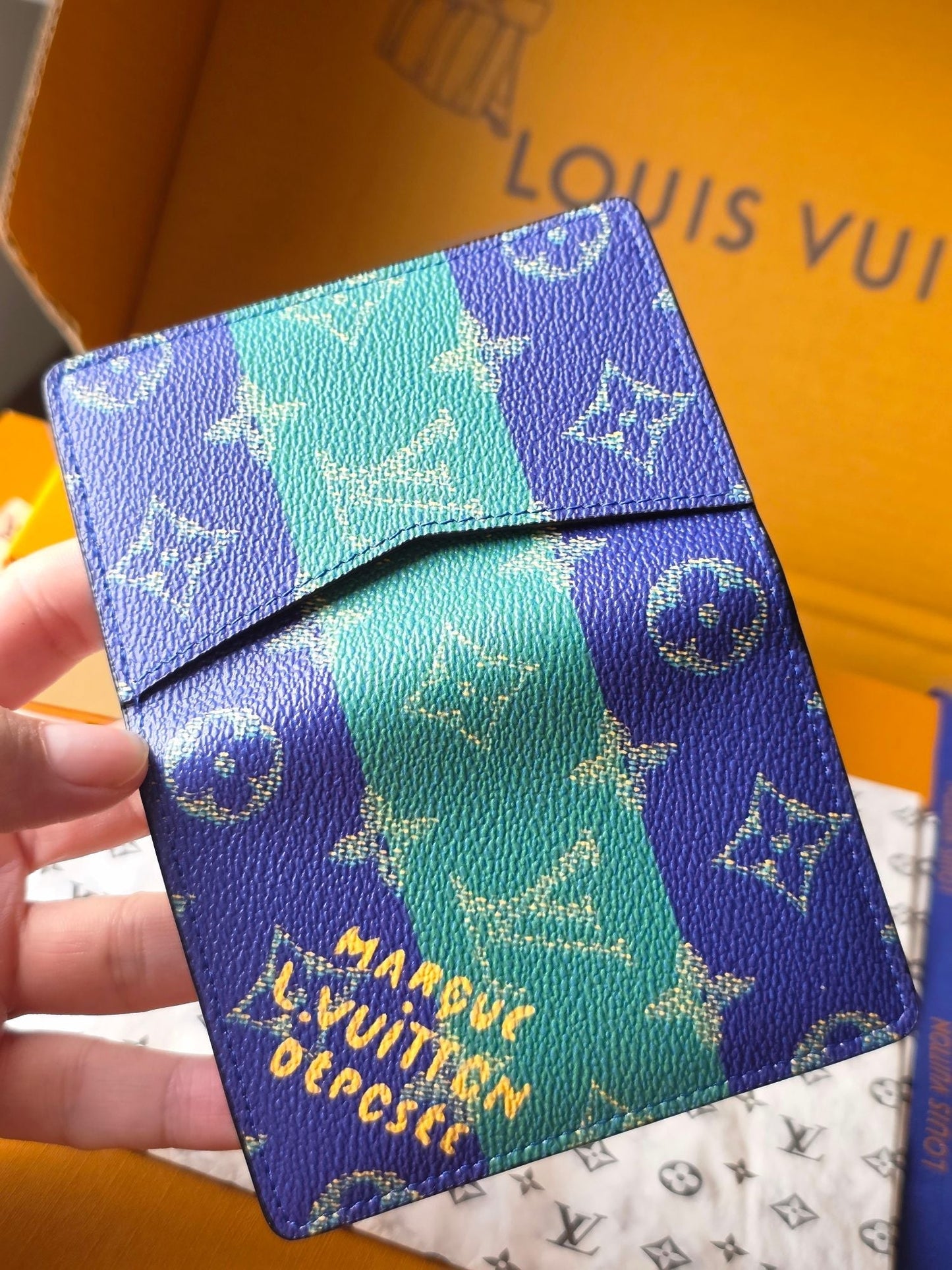 LV Pocket Organizer Dark Blue Teal Green Cowhide mysite