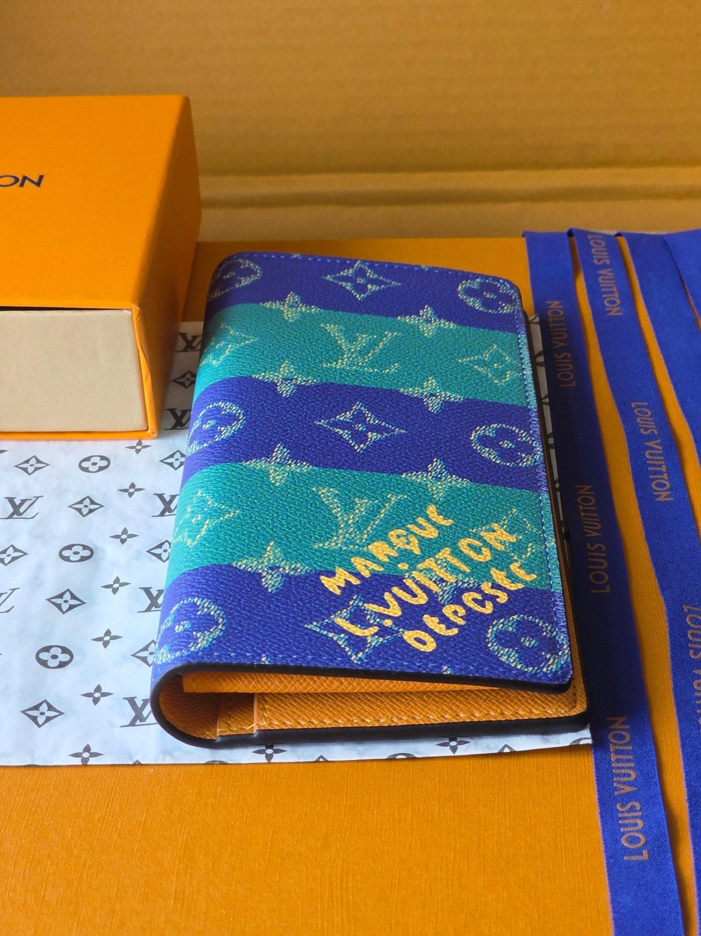 LV Brazza Wallet Dark Blue Teal Green Cowhide mysite