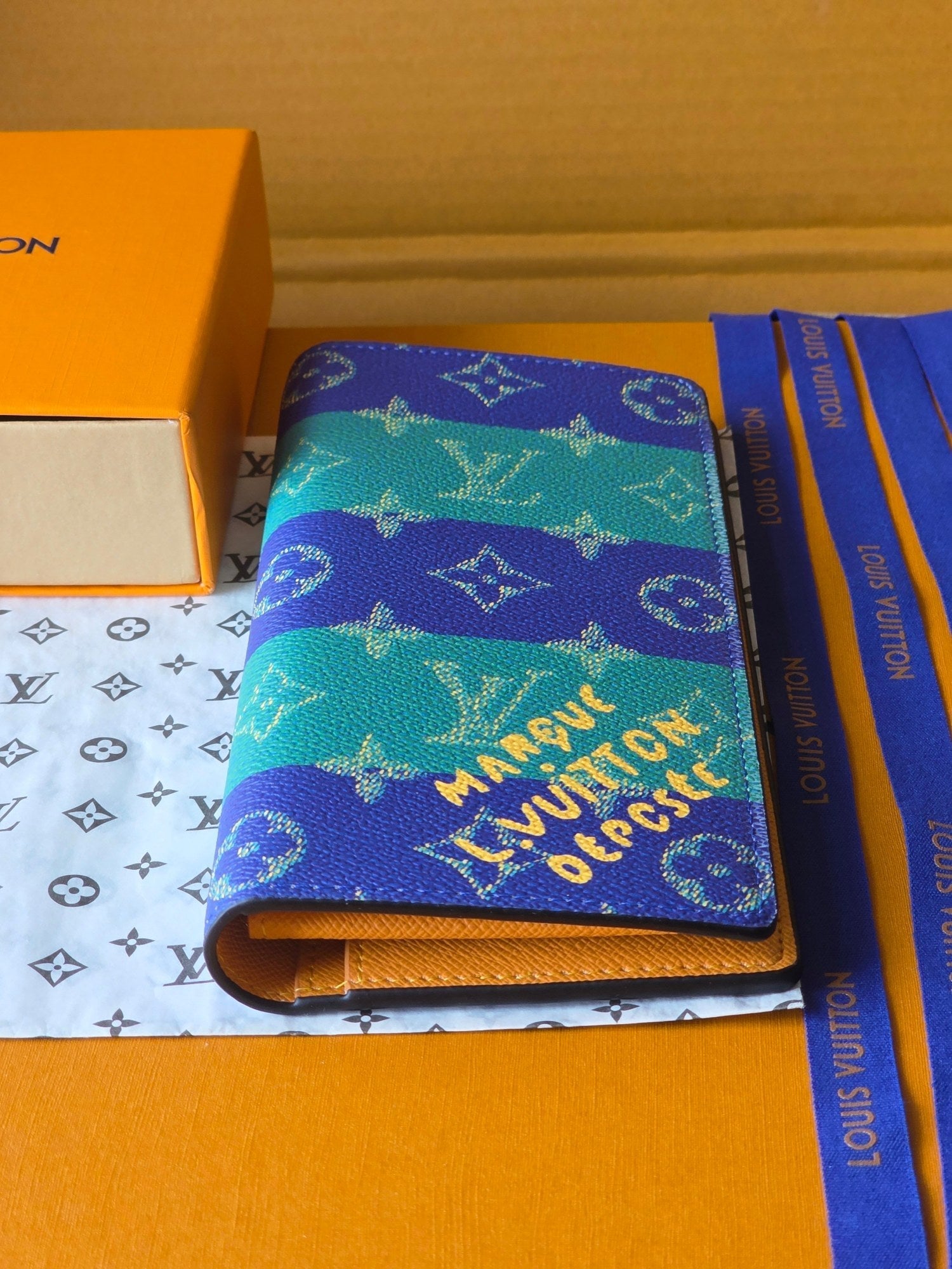 LV Brazza Wallet Dark Blue Teal Green Cowhide mysite