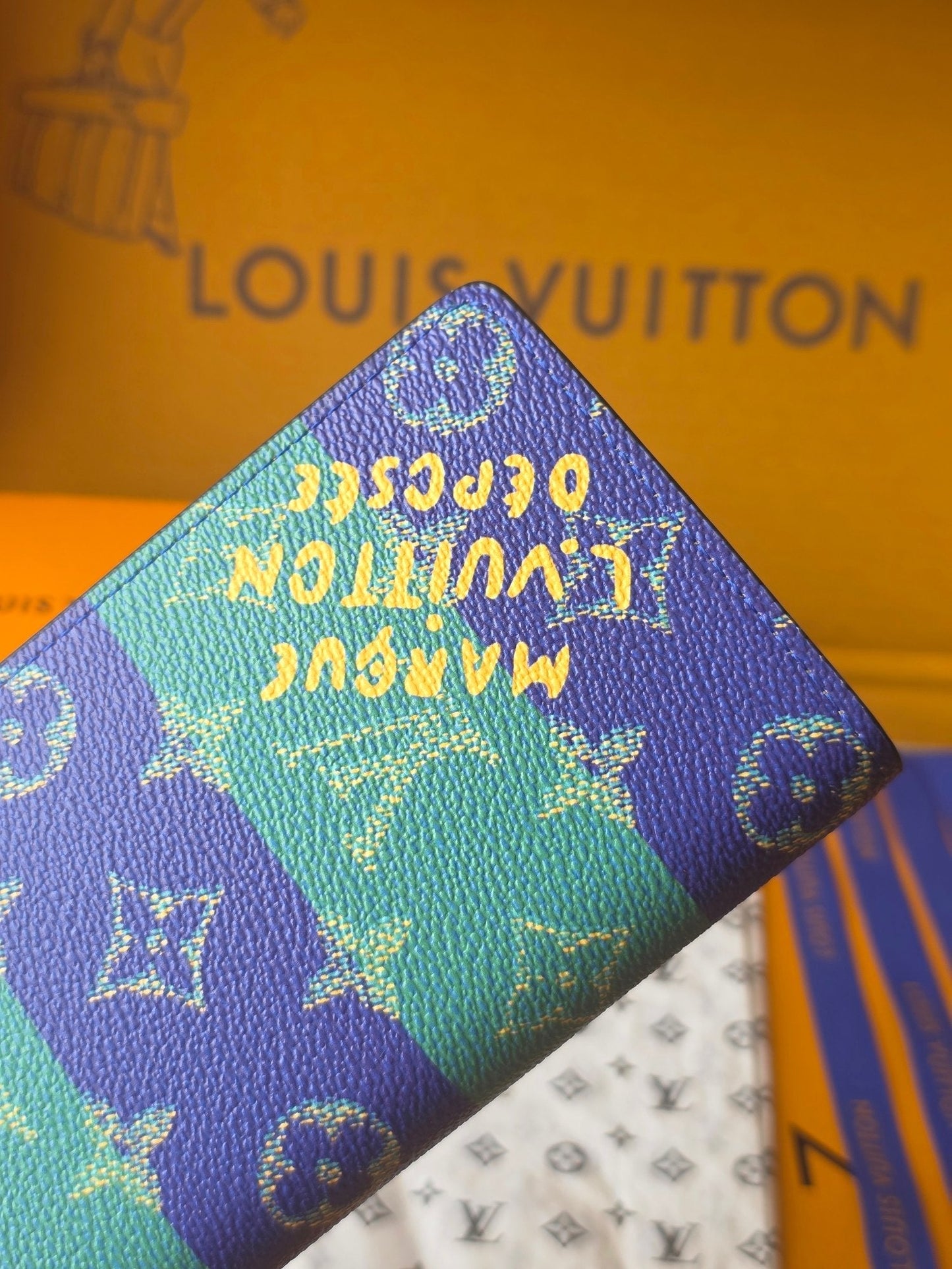 LV Brazza Wallet Dark Blue Teal Green Cowhide mysite