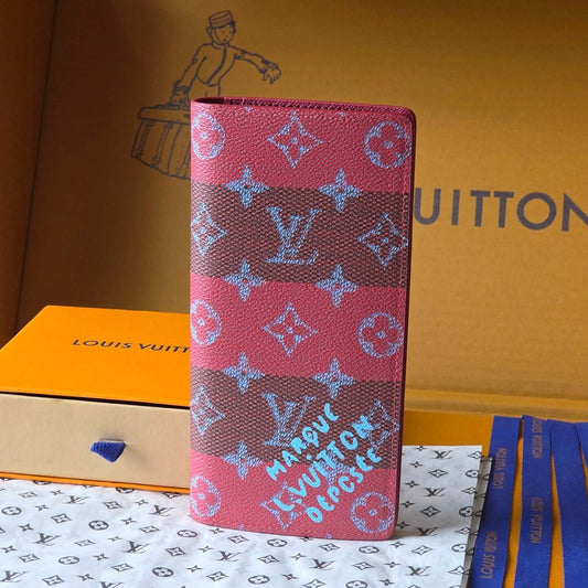 LV Brazza Wallet Red Black Cowhide mysite
