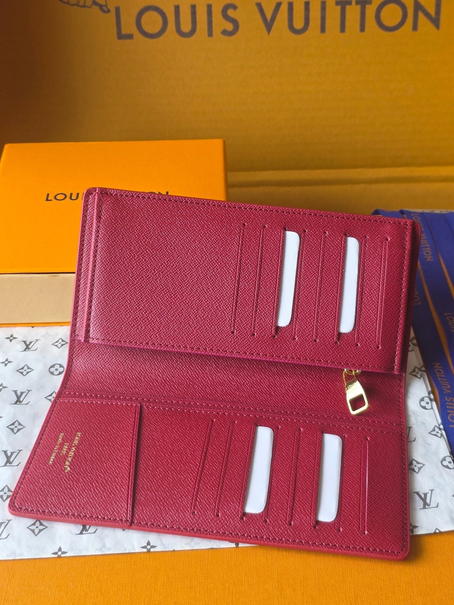 LV Brazza Wallet Red Black Cowhide mysite