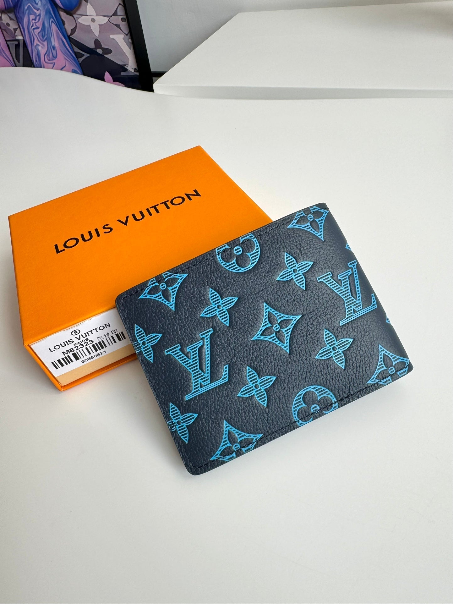 LV M82323 Multiple Wallet Navy Blue Monogram Cowhide Leather 221265 mysite