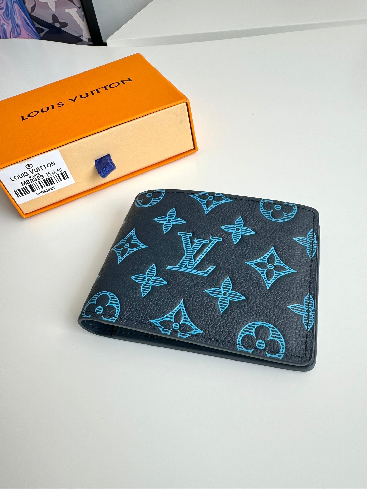 LV M82323 Multiple Wallet Navy Blue Monogram Cowhide Leather 221265 mysite