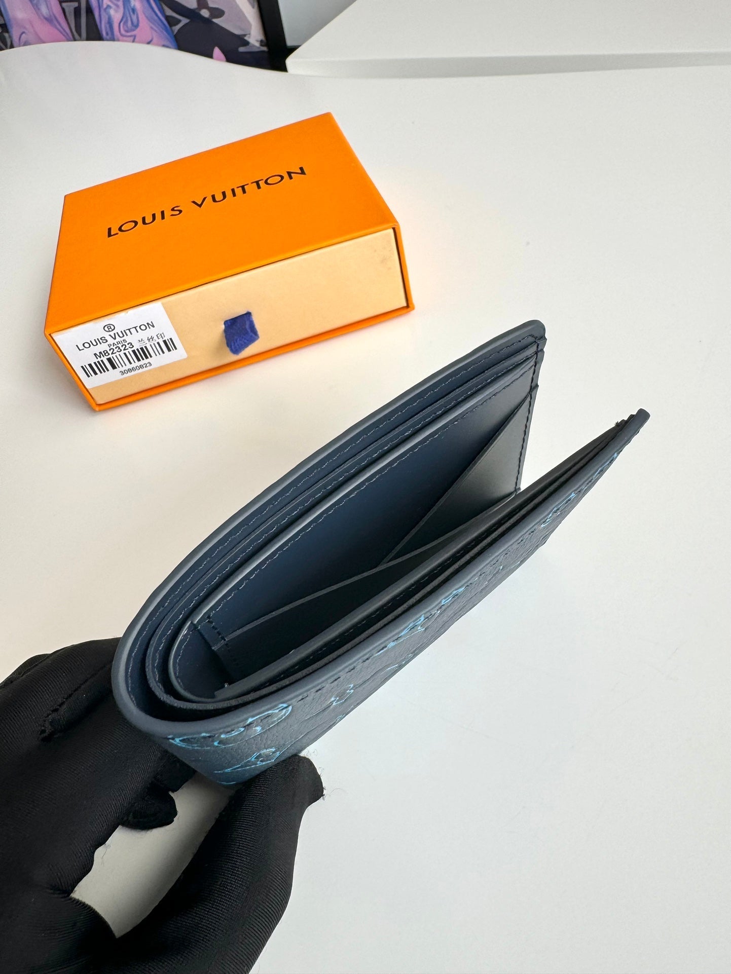 LV M82323 Multiple Wallet Navy Blue Monogram Cowhide Leather 221265 mysite