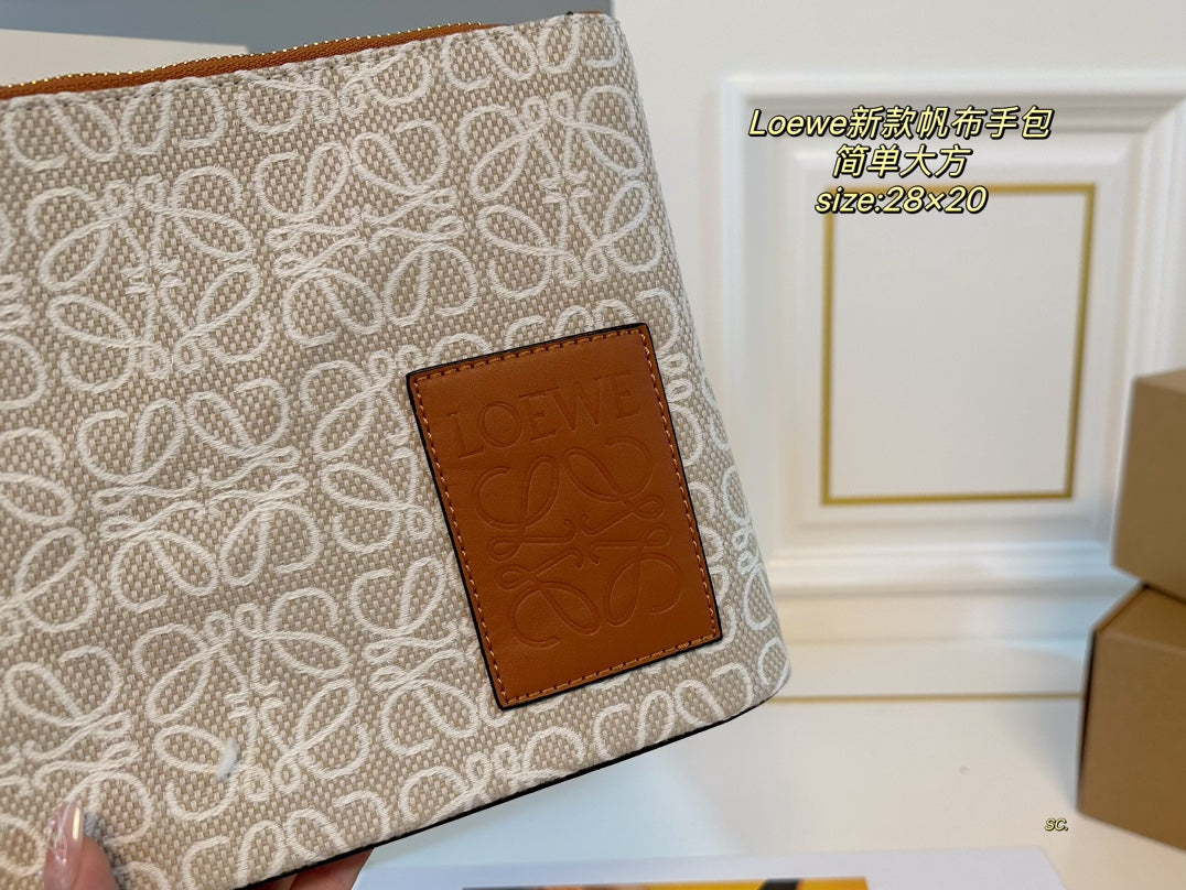 LOE 28 CLUTCH BAG IN BEIGE ANAGRAM JACQUARD mysite