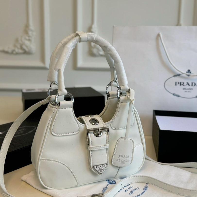 PRA 23 MOON PADDED BAG WHITE CALFSKIN WITH STRAP mysite