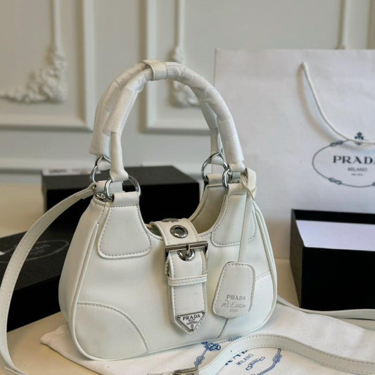 PRA 23 MOON PADDED BAG WHITE CALFSKIN WITH STRAP mysite