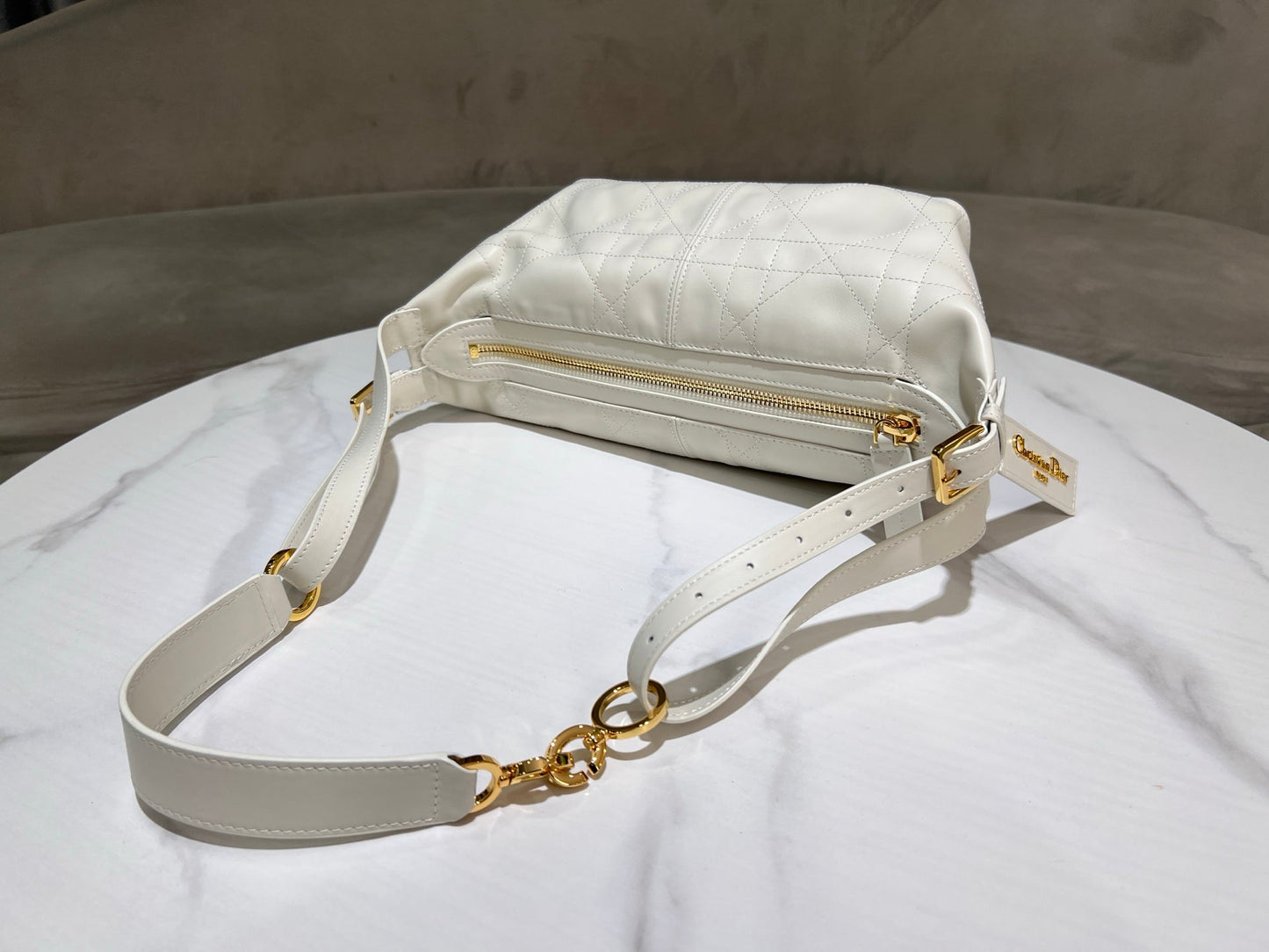 CD Jacquard Hobo Bag 23 With Chain White Calfskin mysite