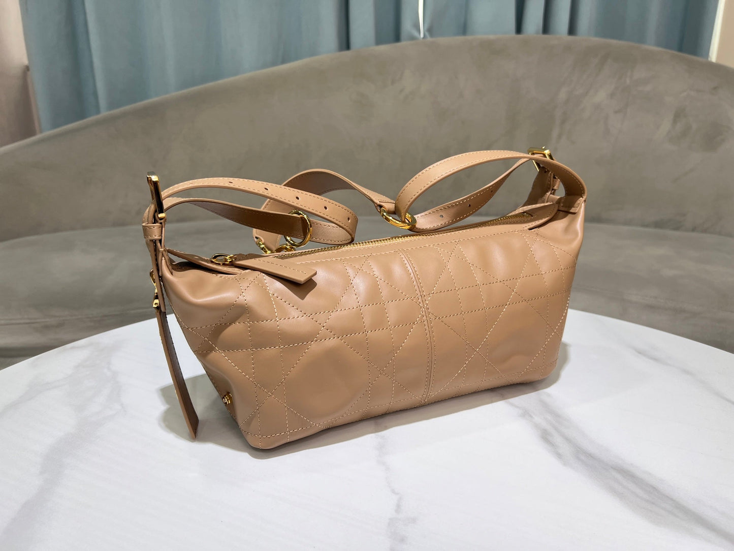 CD Hobo Bag 23 With Chain Nude Pink-Beige Calfskin mysite