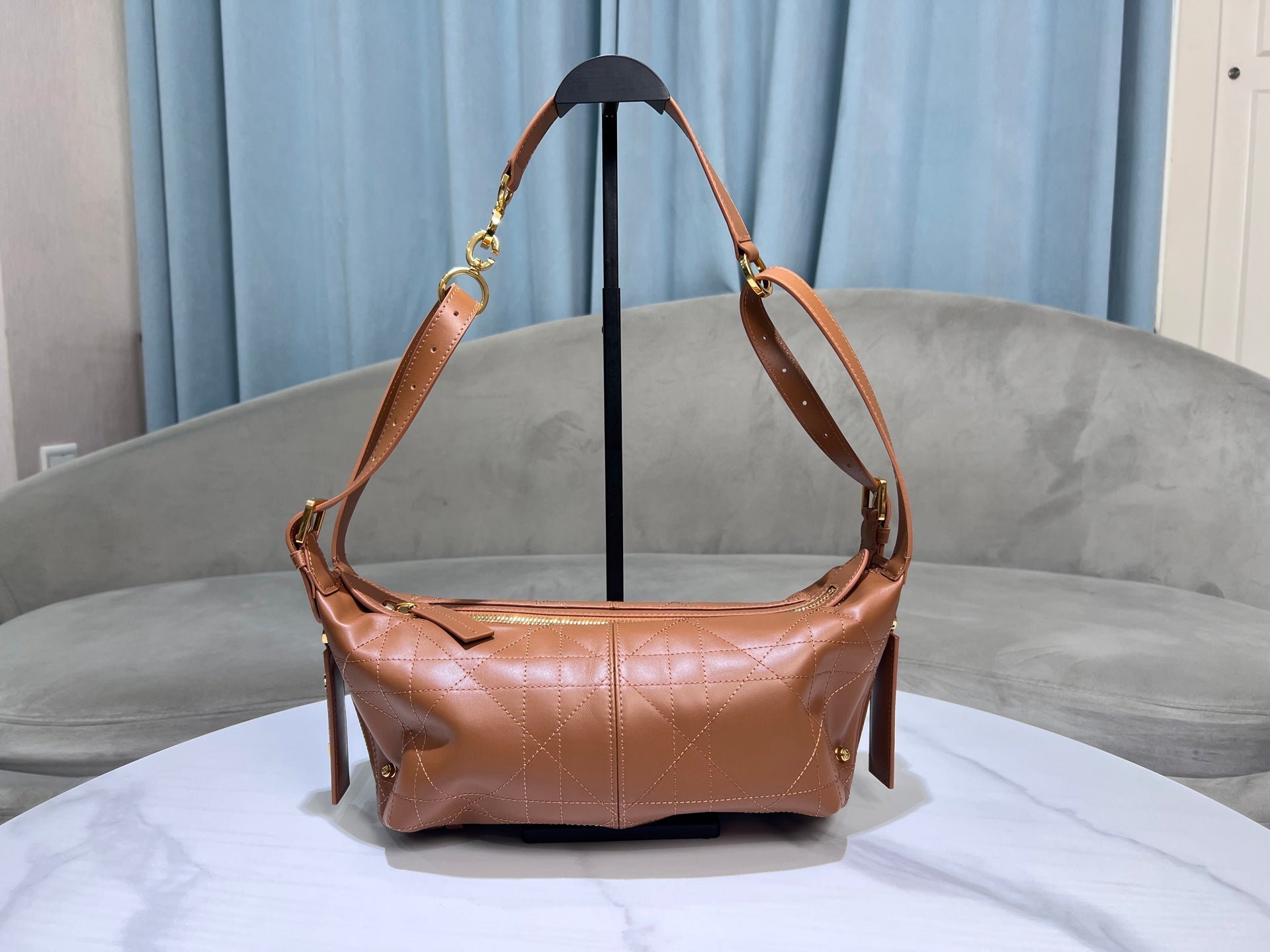 CD Hobo Bag 23 With Chain Brown Calfskin mysite