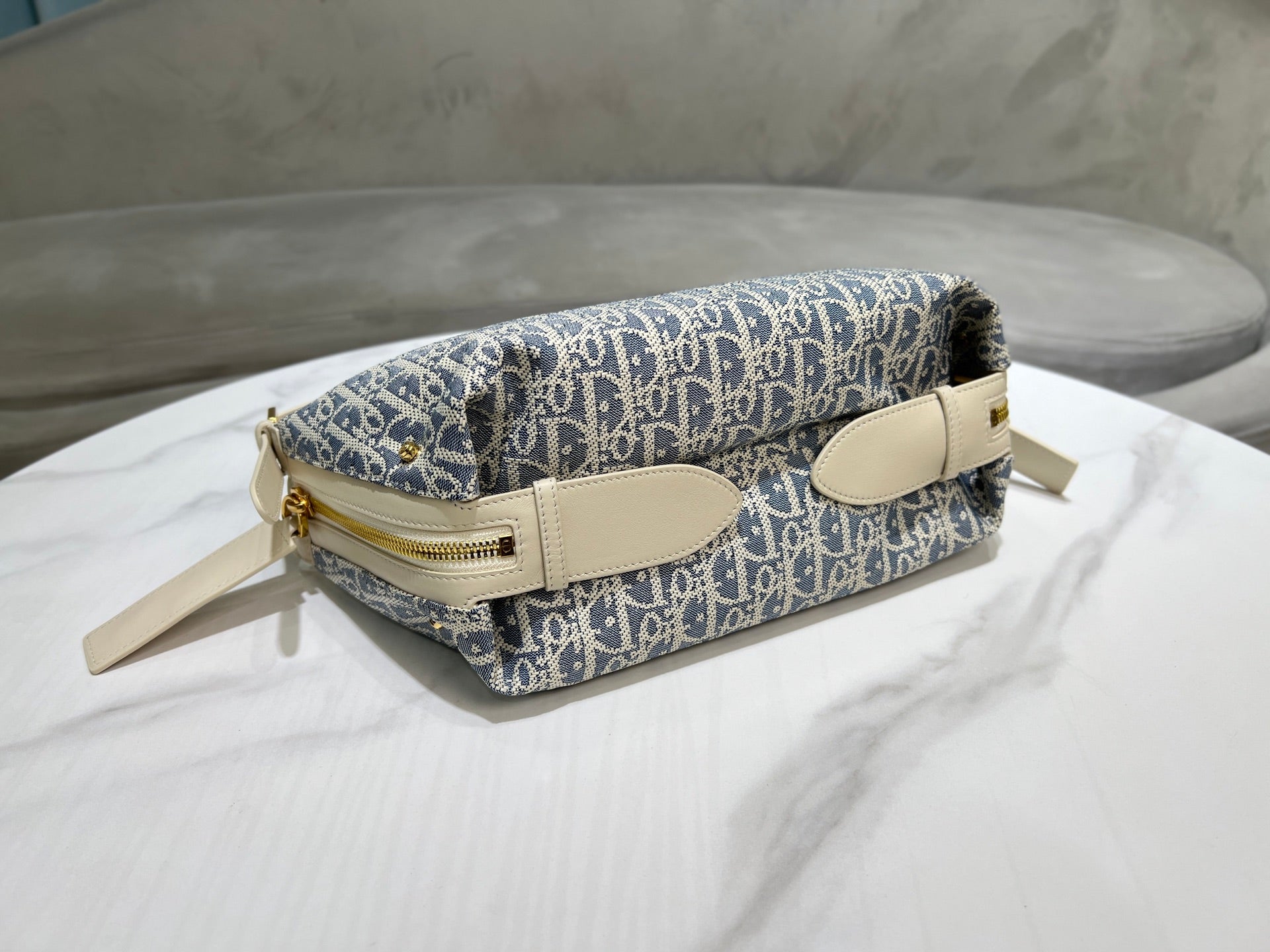 CD Jacquard Hobo Bag 26 With Chain Blue White Canvas mysite