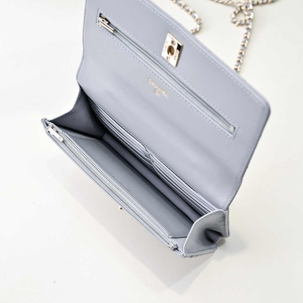 CC 24K Woc Top Handle 19cm Light Grey Lambskin Light Gold Hardware mysite