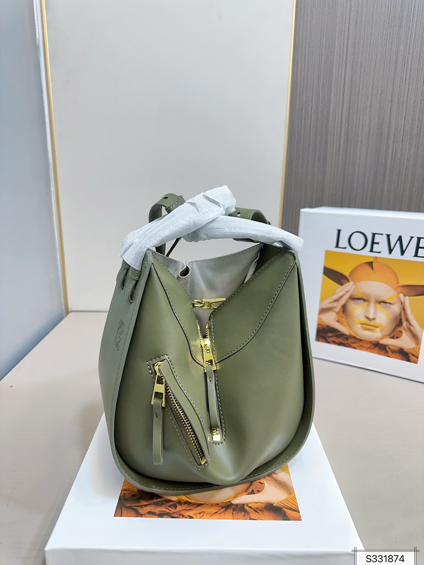 LOE COMPACT HAMMOCK 24 BAG IN OLIVE MELLOW CALFSKIN AND CANVAS mysite