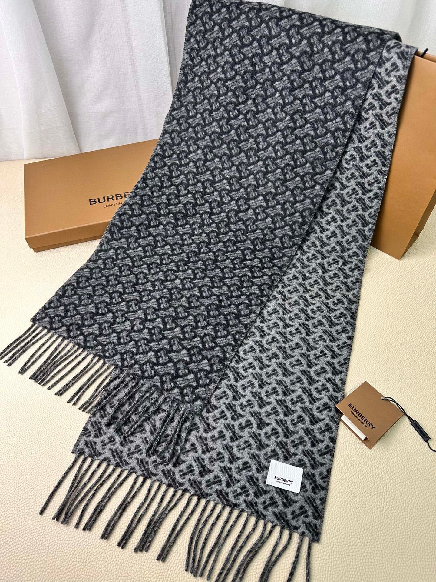 SCARF 168 CM IN DARK GRAY CASHMERE 394721 mysite