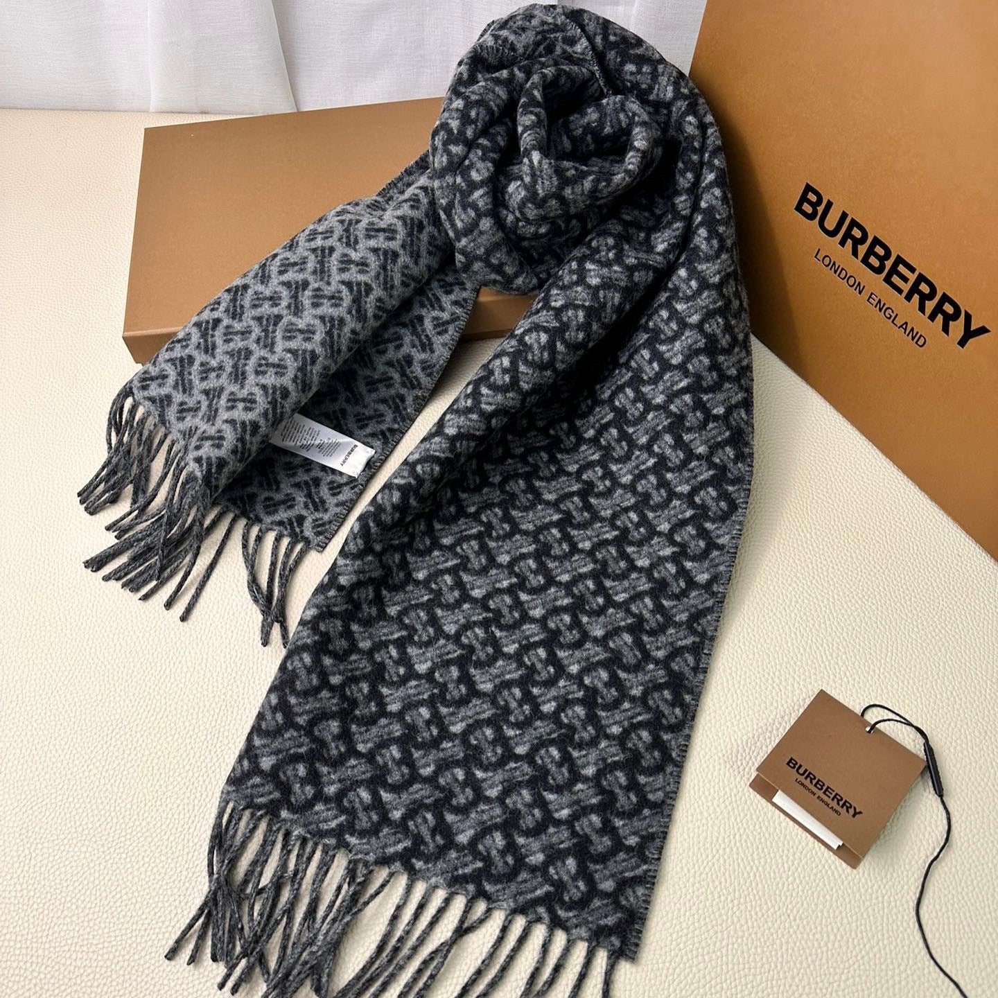 SCARF 168 CM IN DARK GRAY CASHMERE 394721 mysite