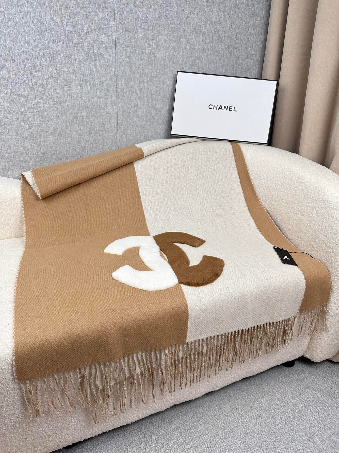 SCARF 200 CM IN CIDER BROWN MIX WHITE CASHMERE AND WOOL 399796 mysite