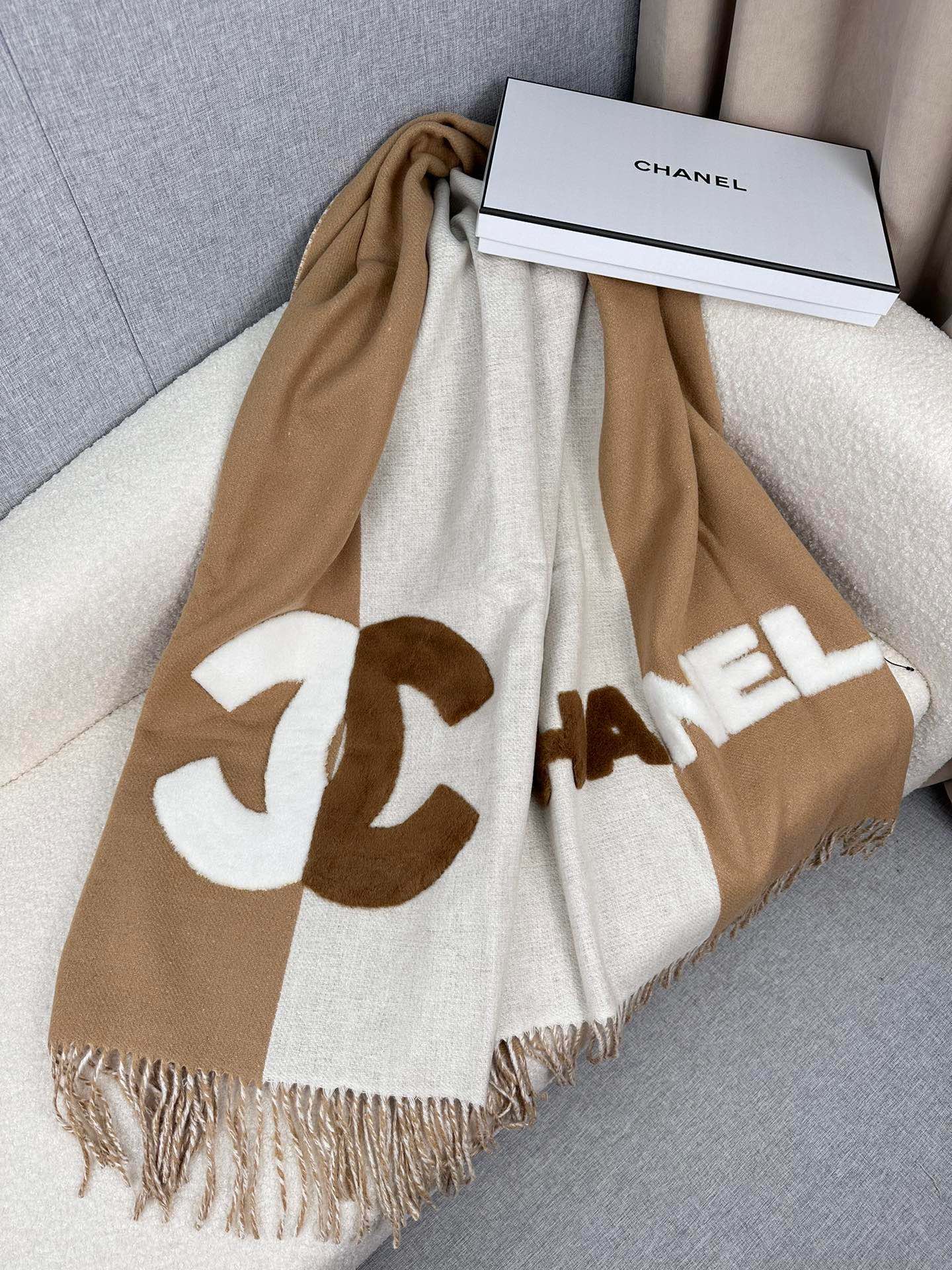 SCARF 200 CM IN CIDER BROWN MIX WHITE CASHMERE AND WOOL 399796 mysite