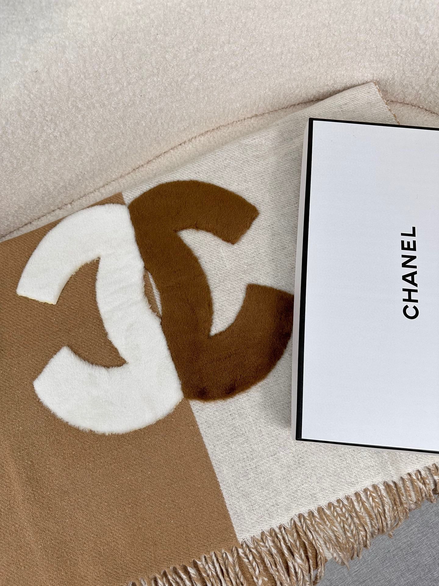 SCARF 200 CM IN CIDER BROWN MIX WHITE CASHMERE AND WOOL 399796 mysite